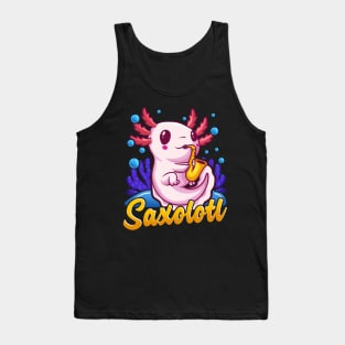 Saxolotl Sax Axolotl Walking Fish Saxophone Pun Tank Top